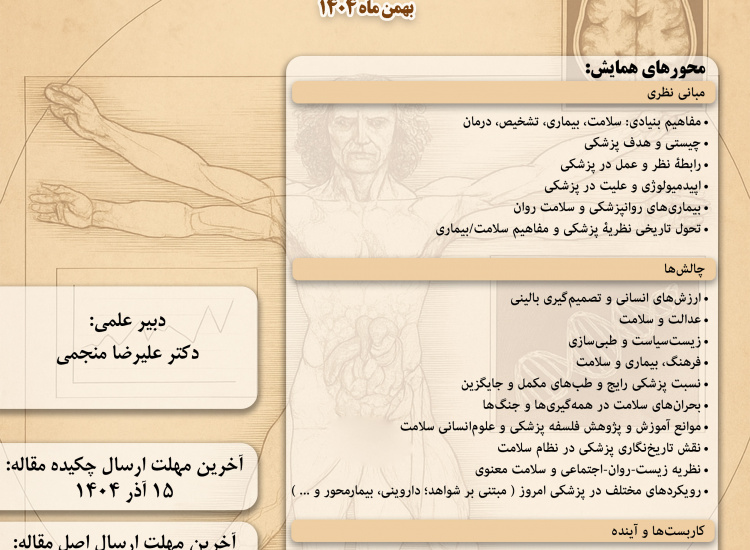 فراخوان مقاله: نخستین همایش ملی «فلسفه پزشکی و علوم انسانی سلامت» ۴ و ۵ بهمن‌ماه برگزار می‌شود